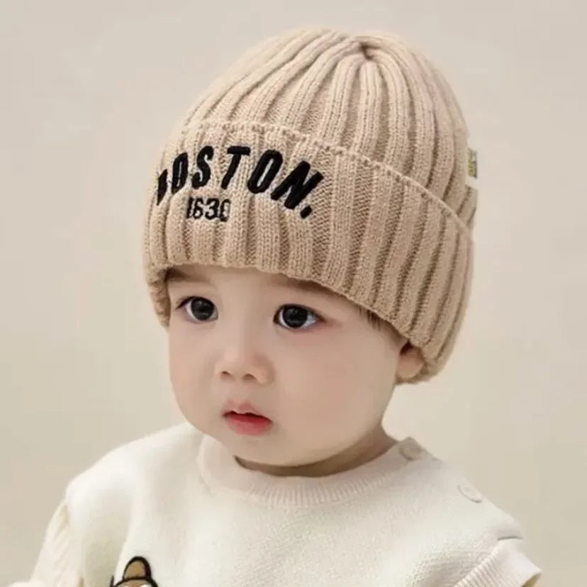 Winter Baby Hat Fashion Letter Pattern Knit Beanie Warm Cap for Infant Newborn Cold Weather Beanie Kid Accessories