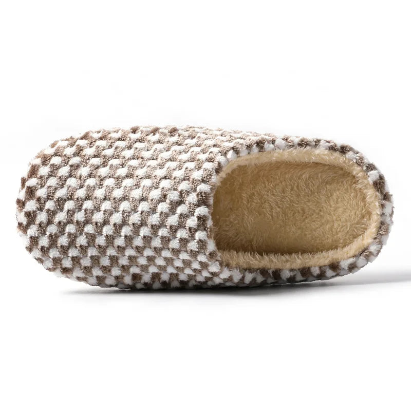 Women Men Winter Warm Slippers Home Bedroom Silent Casual Non Slip Shoes Couples Indoor Soft Sole Cotton Plush Slides