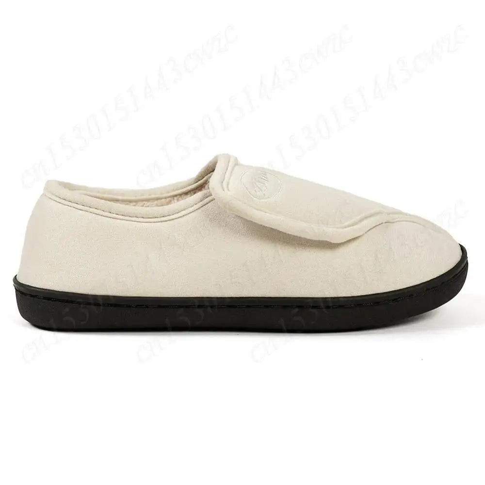 House Shoes for Men Suede Leather Slippers Non-Slip Slip-on Shoes Comfy Warm Plush Indoor/Outdoor for Diabetic Swollen Feet