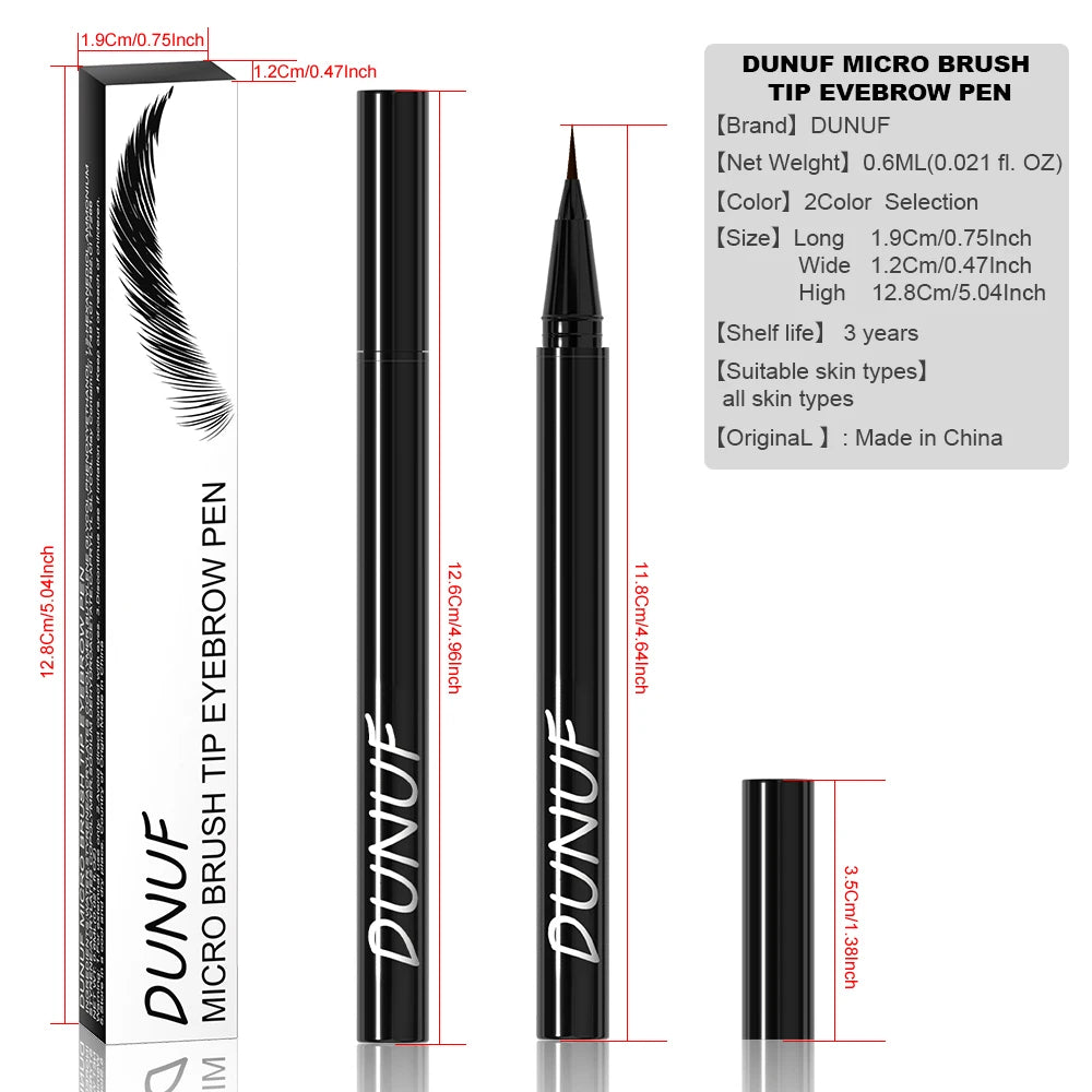 DUNUF 2 Colors Long-lasting liquid Eyebrow pencil Ultra-fine anti-stain, waterproof and perspiration-proof quick drying Eyeliner
