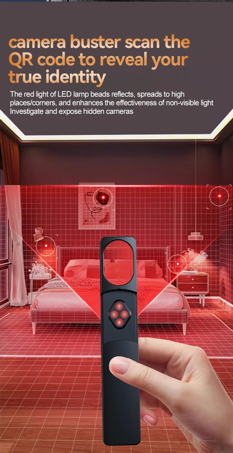 Hidden Camera Detector Anti-Spy Car GPS Tracker Listening Device Bug RF Wireless All Signal Scanner Gadget Security Protection