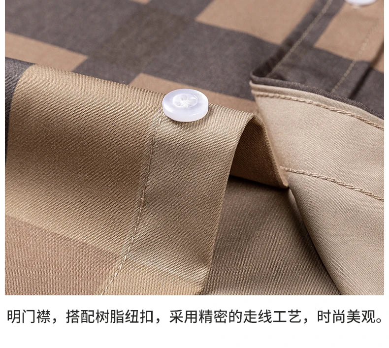 Men's Fashion Shirts Casual Slim Plaid Striped Men Clothing Business Social New Button Young And Middle-Aged Formal Long-Sleeved