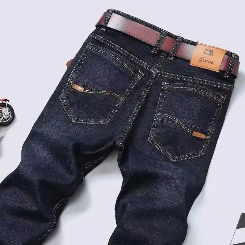 Fashion Men Jeans Stretch Straight Leg Casual Slim Fit Denim Pants Male Brand Luxury Design Business Classic Trousers