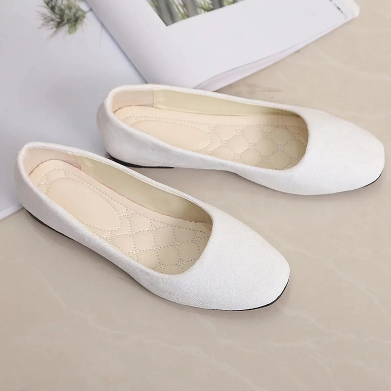 Women Suede Loafers Flat Heel Shallow Female Shoes Spring Summer Square Toe Basic Concise Women Pumps Size 36-43