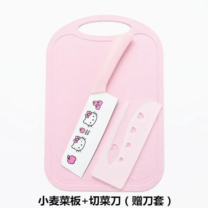 Sanrio  animation peripheral cartoon Kawaii Hello kitty anti-rust kitchen knife cutting board set creative fruit knife wholesale