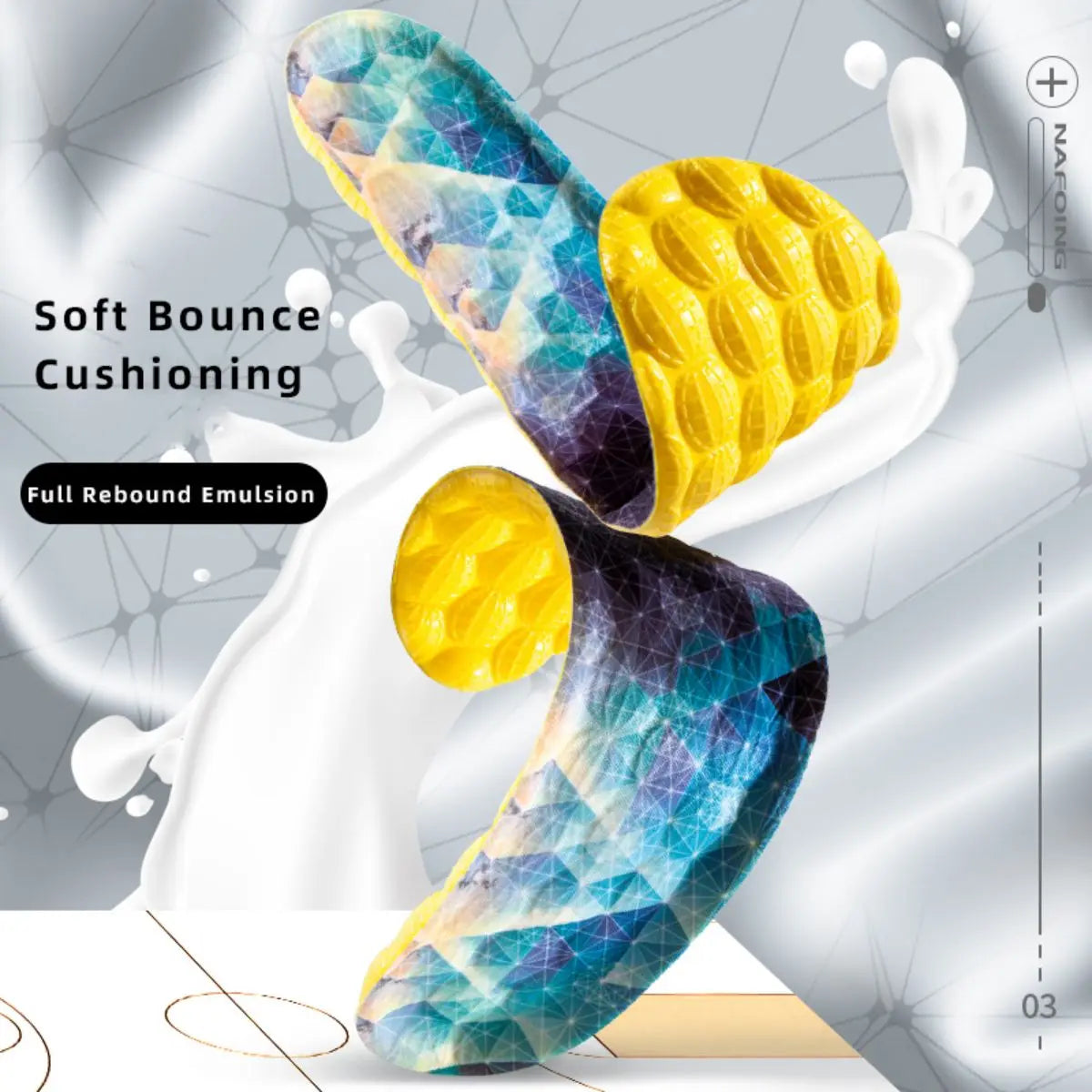 1Pair 4D Cloud Technologyt High Elasticity Sports Deodorant Insoles for Shoes Yellow PU Sole Breathe for Feet Men Running Insole