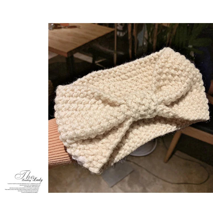 Winter Warm Knit Headbands For Women Knotted Crochet Elastic Hair Band Bandanas Handmade Turban Headwear Hair Accessories