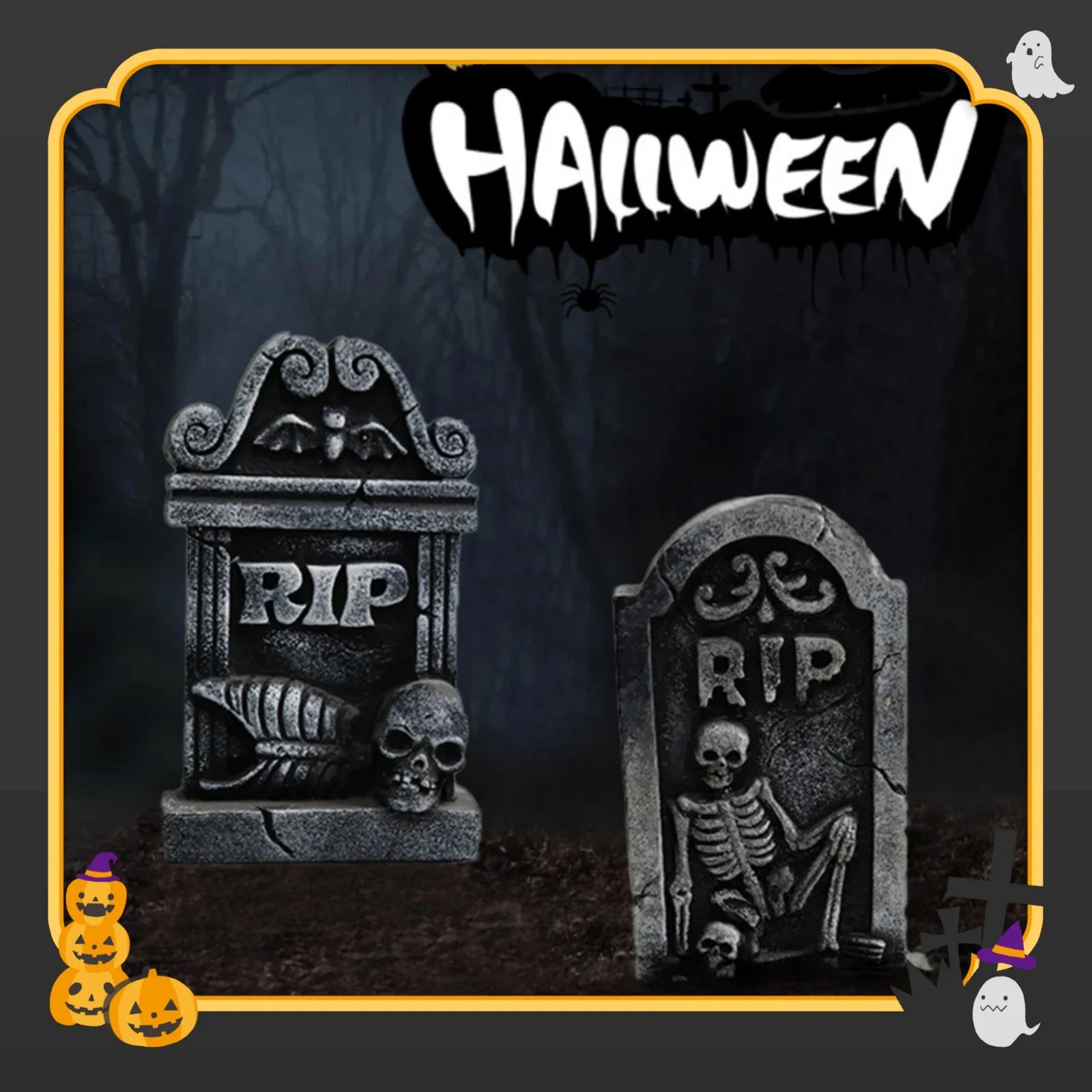 Halloween Tombstones Ghost Festival SkeletonTombstone Resin Ornaments Home Desktop Horror Atmosphere Decoration Props