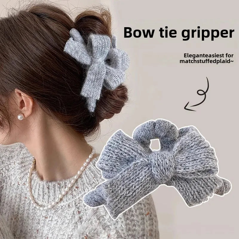 Autumn and Winter Plush Bow Grab Clip  Wool Claw Clip Accesorios Para El Cabello  Крабик Для Волос  Hair Accessories for Women