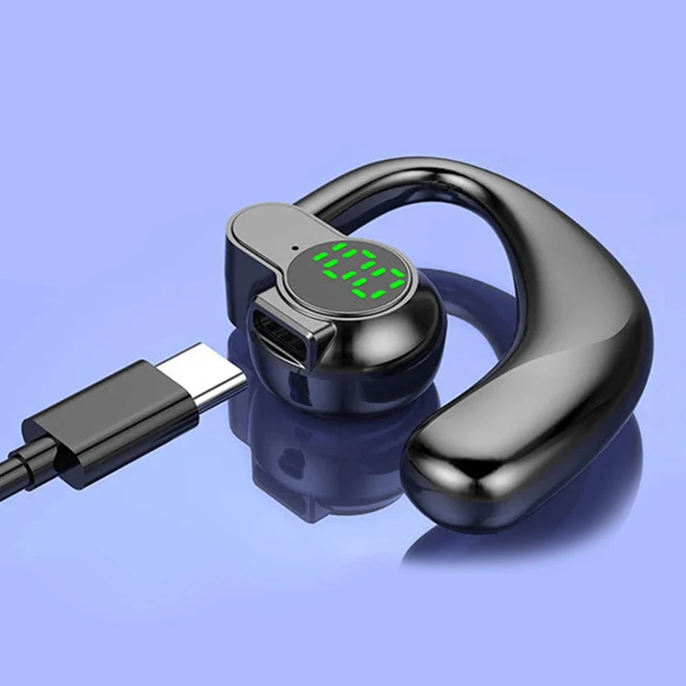 Wireless Headphones Bluetooth 5.4 Ear Hook Earphones with Microphone Handsfree HD Call Noise Cancelling Headset for Driving