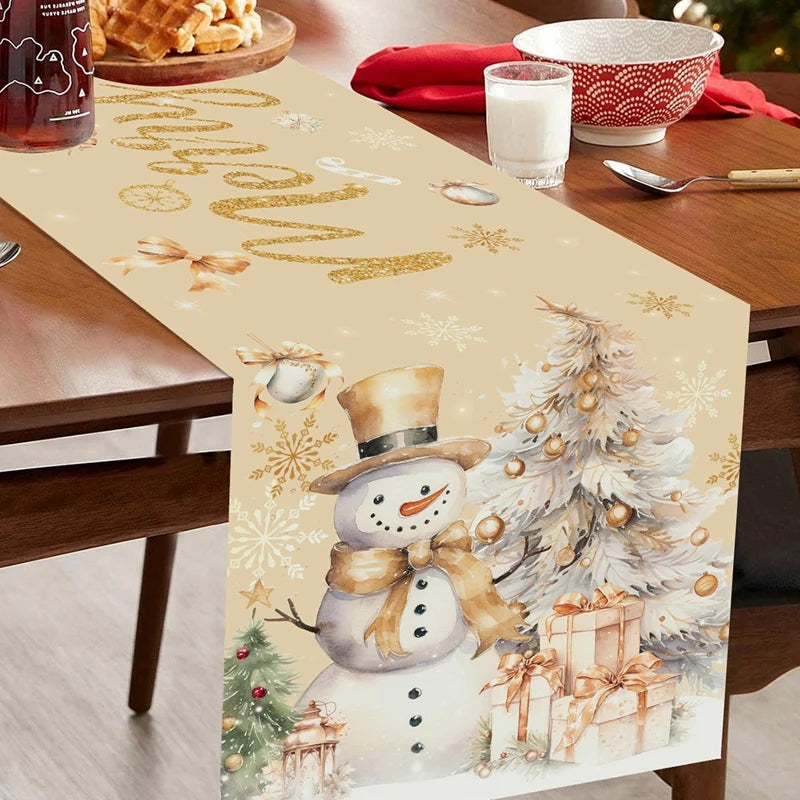 Christmas Table Runner Merry Christmas Decoration for Home Xmas Party Decor 2025 Navidad Notal Noel Ornament Happy New Year 2026