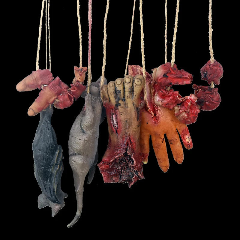 Halloween Horror Hanging Prop Fake Dead Mouse Bat Bloody Hand Feet Halloween Party Decoration Haunted House Decor Prop Ornament