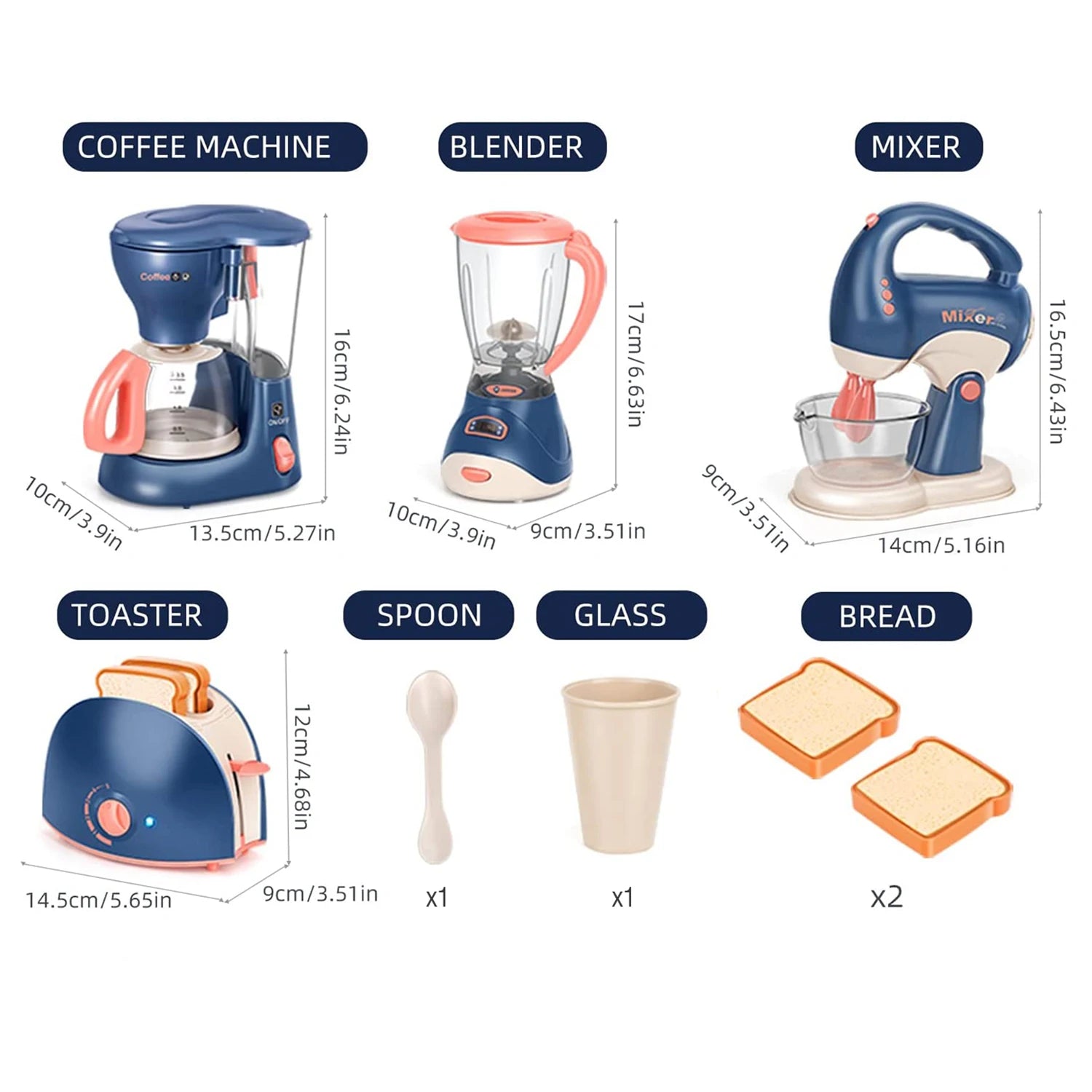 Kitchen Home Appliances Kids Pretend Play Set Toy Household Coffee Maker Mixer Toaster Vacuum Cleaner Playset for Children Gifts