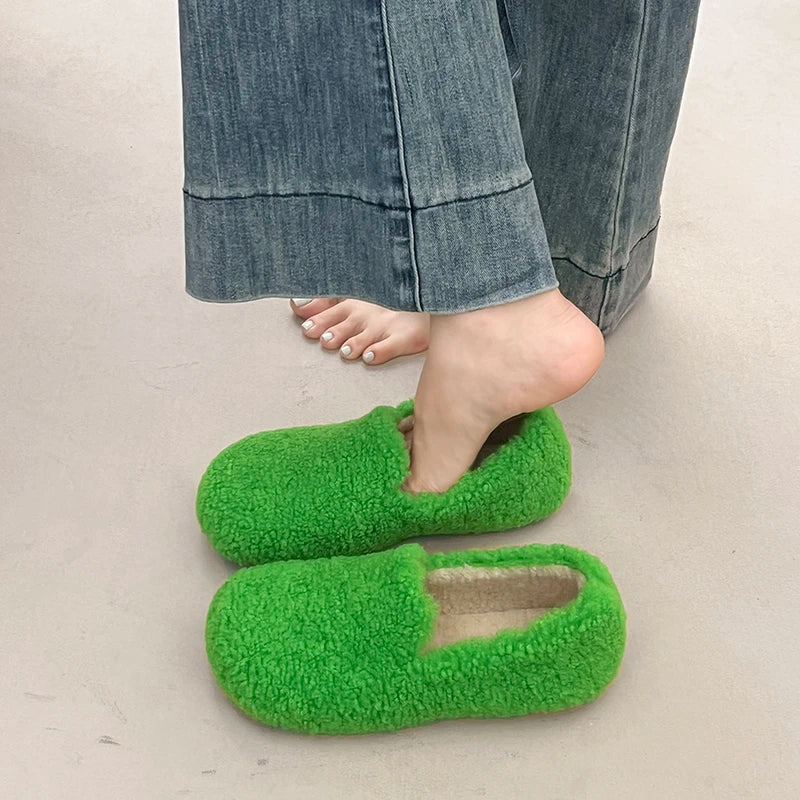 Flat Shoes Fashion Round Toe Deep Mouth Suede Soft Sole Anti-slip Wear-resistant Wool Shoes