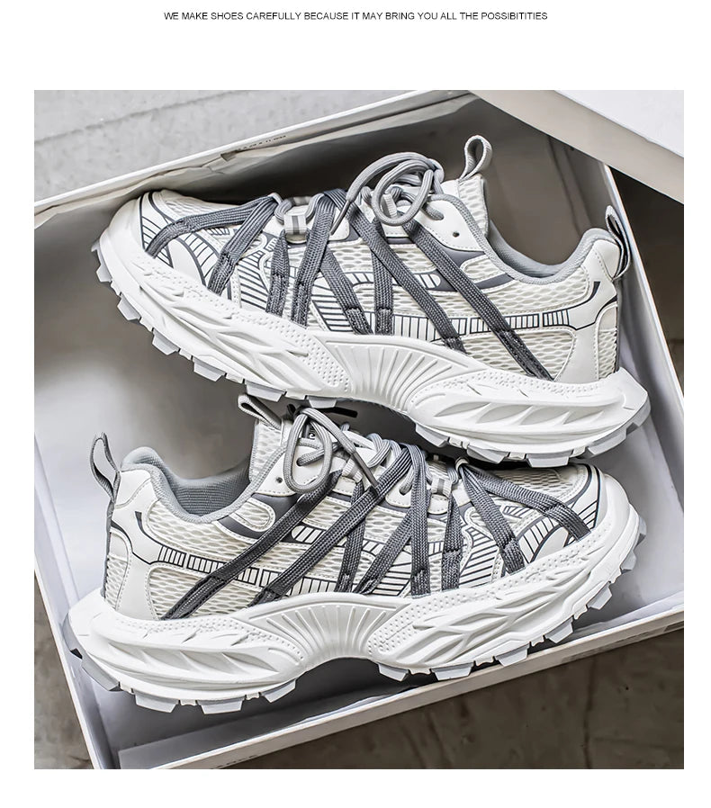 Men's Shoes Fashion White Sneakers For Men Lace up Skateboard Board Shoe Thick Sole Versatile Vulcanized Shoes Zapatillas Hombre