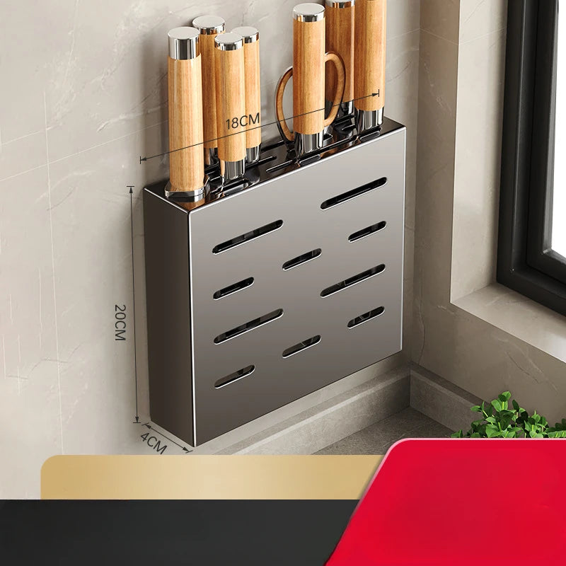 Kitchen knife holder, knife rack, non-perforation, wall-mounted storage box, kitchen organizer  kitchen items