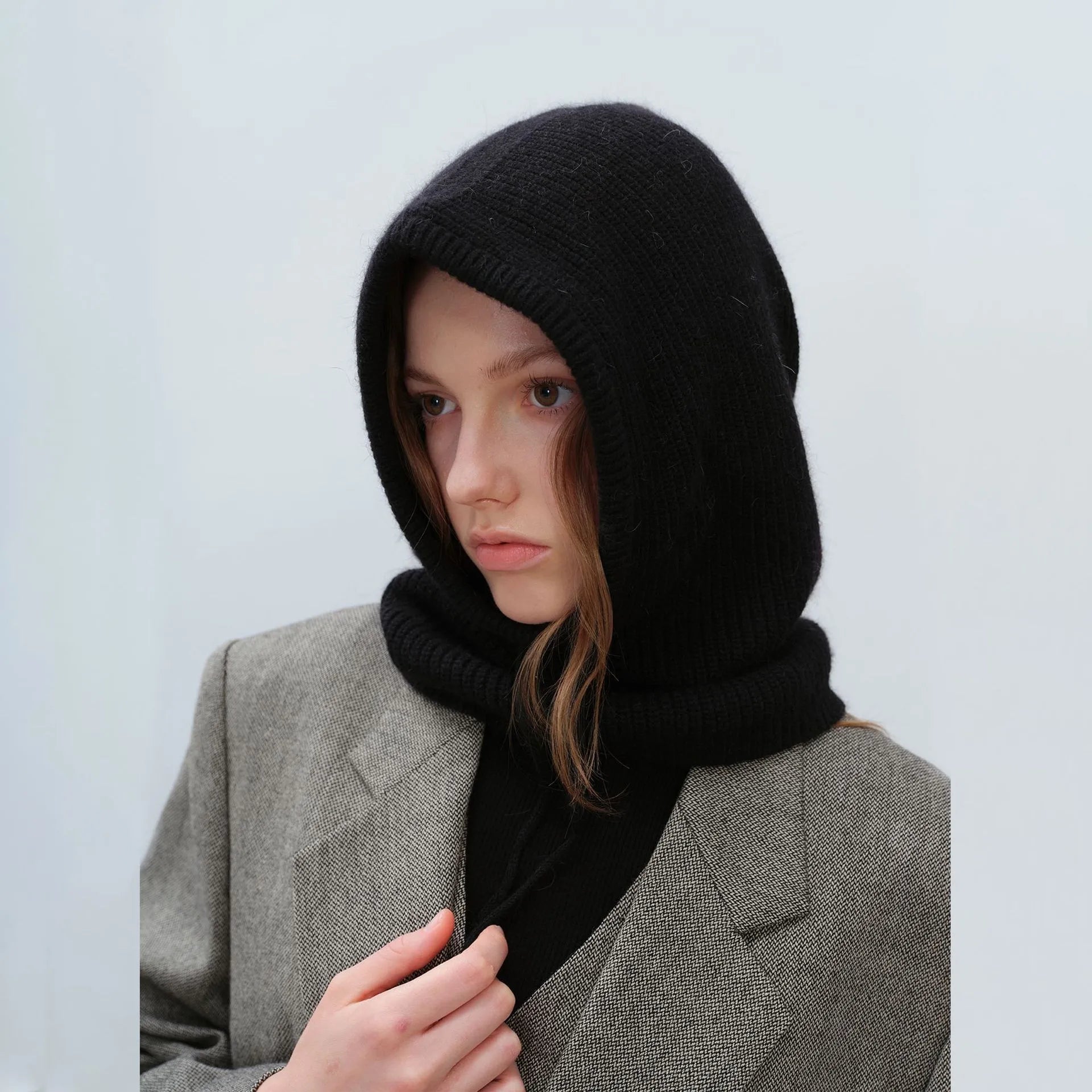 Winter Hats for Women Girls Warm Hooded Scarf Beanie for Female Youth Balaclava Kniting Skull Cap Ear Flap