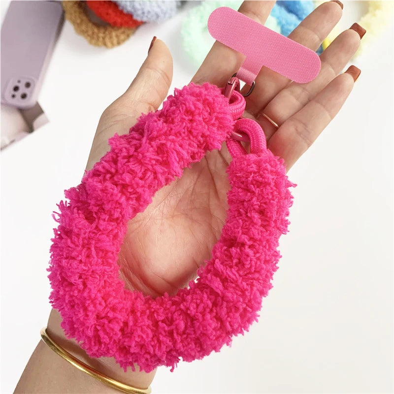 Winter Warm Mobile Phone Wrist Strap Cell Accessories With Patch Key Lanyard Exquisite Anti-lost Cellphone Chain Rope Keychain