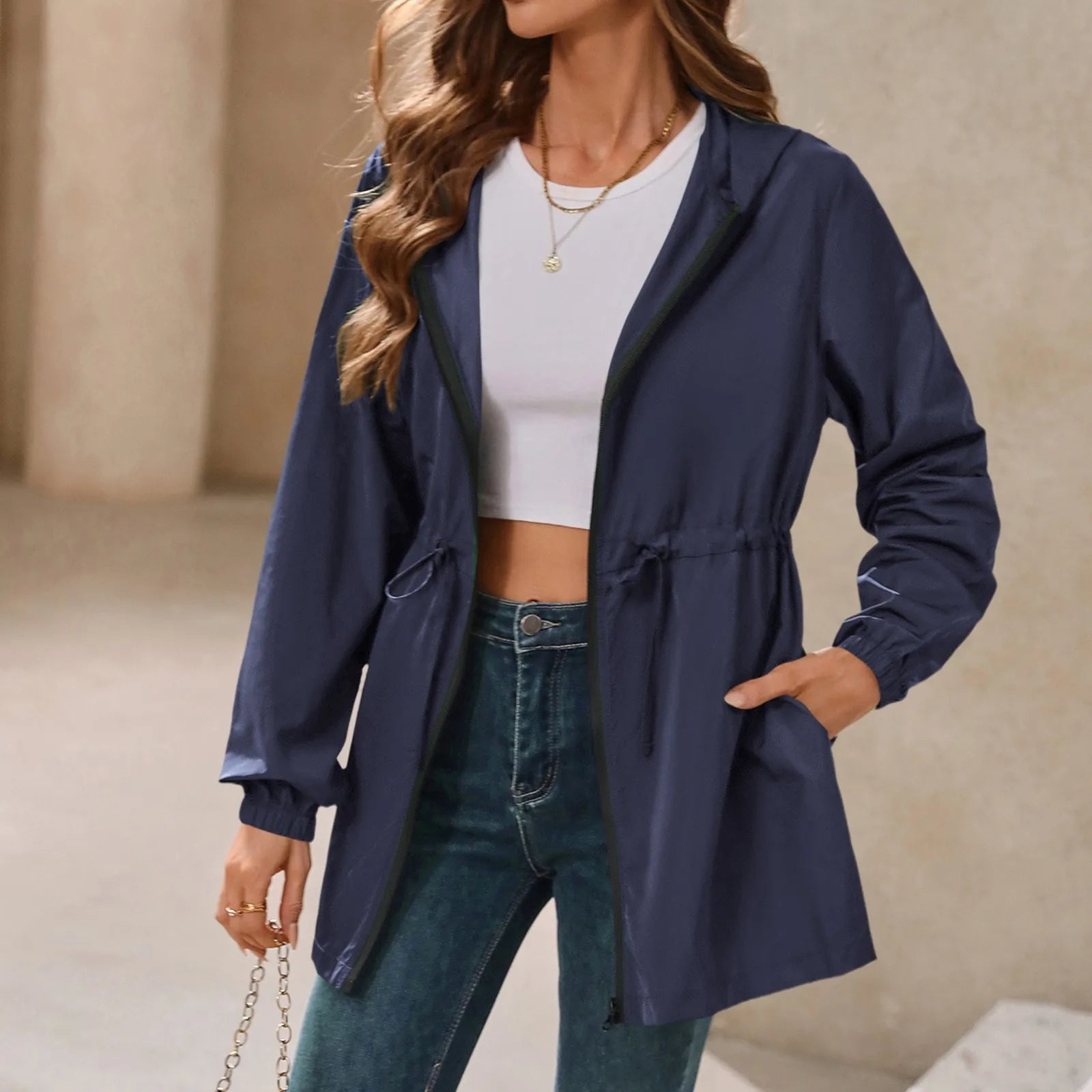 Women'S Jacket Tourism Outdoor Hiking Waterproof Rain Poncho Raincoat Hooded Rain Coat High-Quality Jackets Hiking Clothes