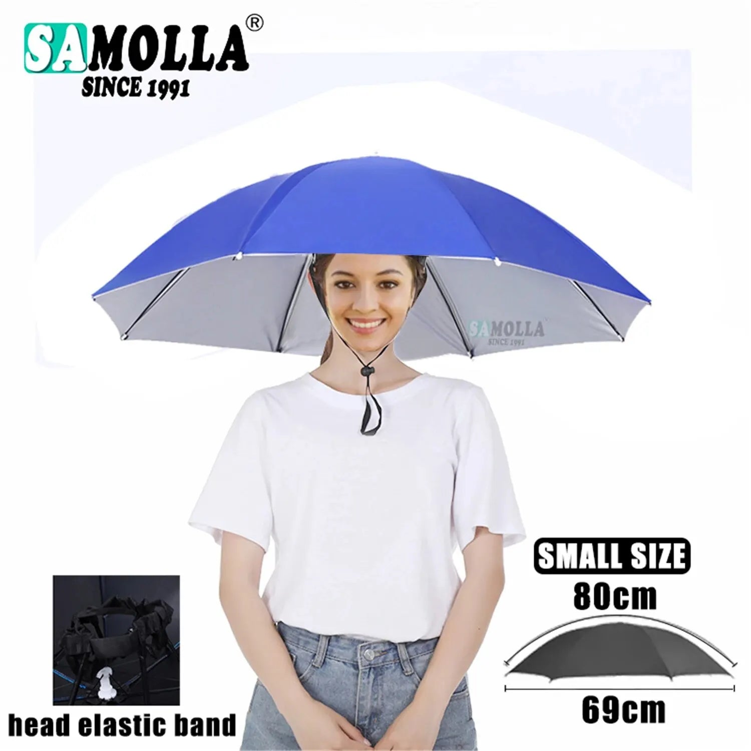Rain Umbrella Hat Foldable Sun Shade Waterproof Fishing Headwear Cap Beach Head Hats Double-Layer UV Protection Sunscreen