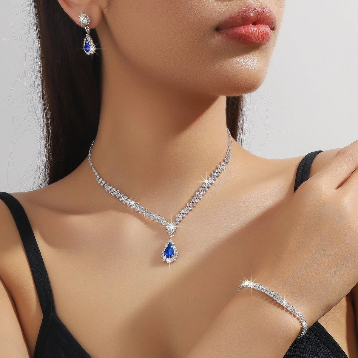 4 Pieces Of Women's Wedding Accessories, Earrings, Necklaces, Bracelets, Bridal Jewelry Sets, Banquet And Party Accessories-2910