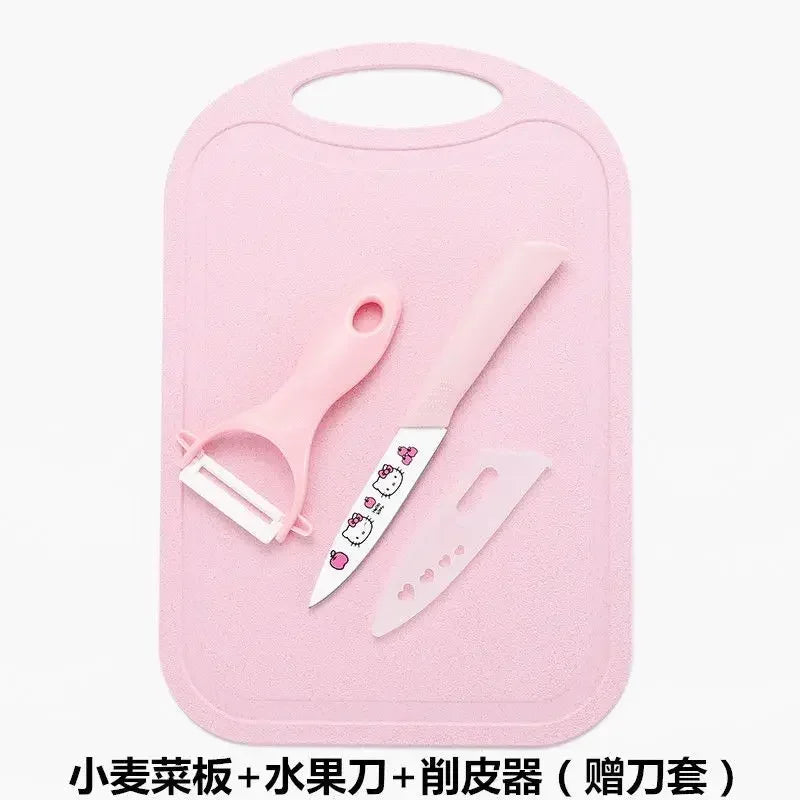 Sanrio  animation peripheral cartoon Kawaii Hello kitty anti-rust kitchen knife cutting board set creative fruit knife wholesale