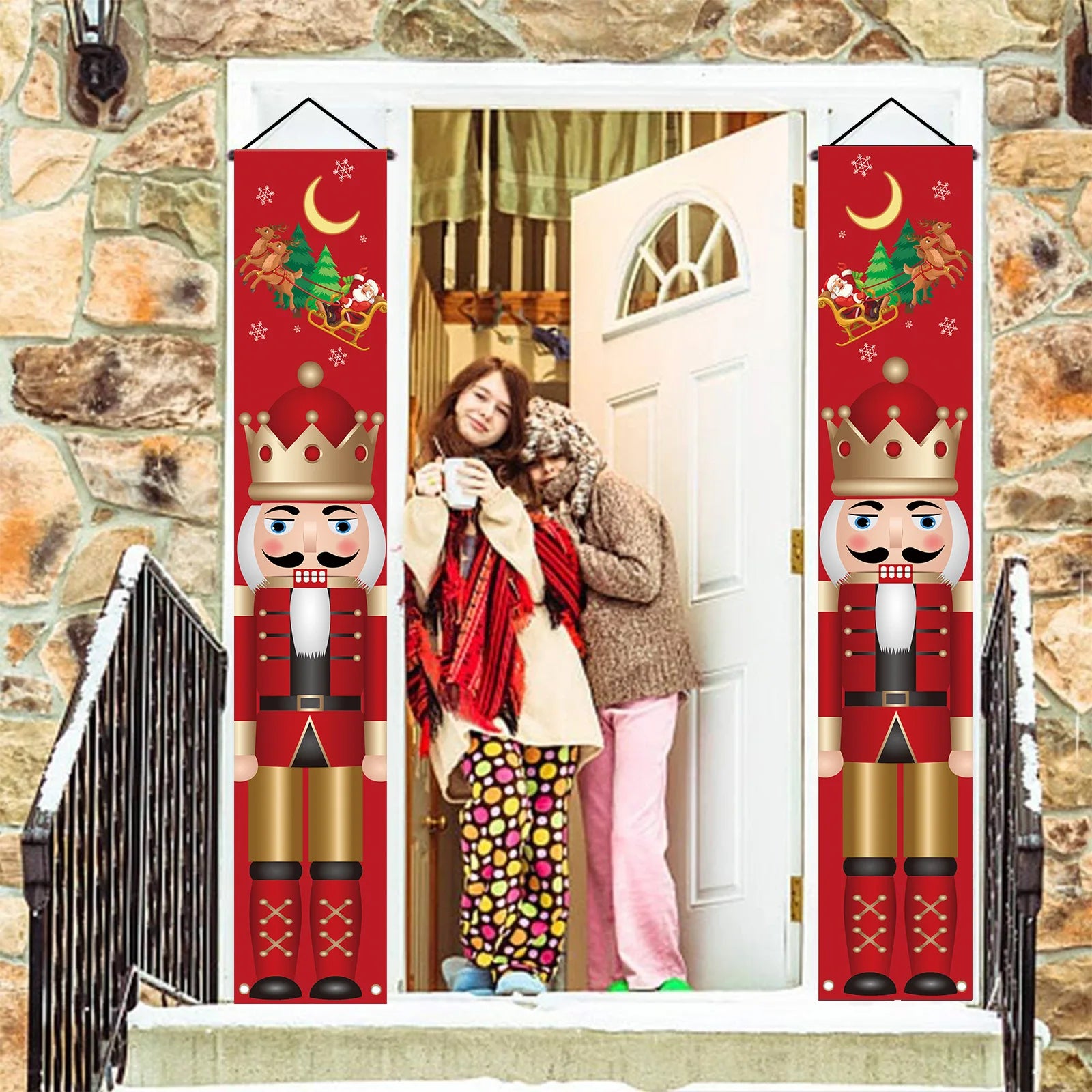 New Christmas Nutcracker King Series Couplets New Year's Party Soldiers Porch Atmosphere Decoration Door Curtains Flag Hangers