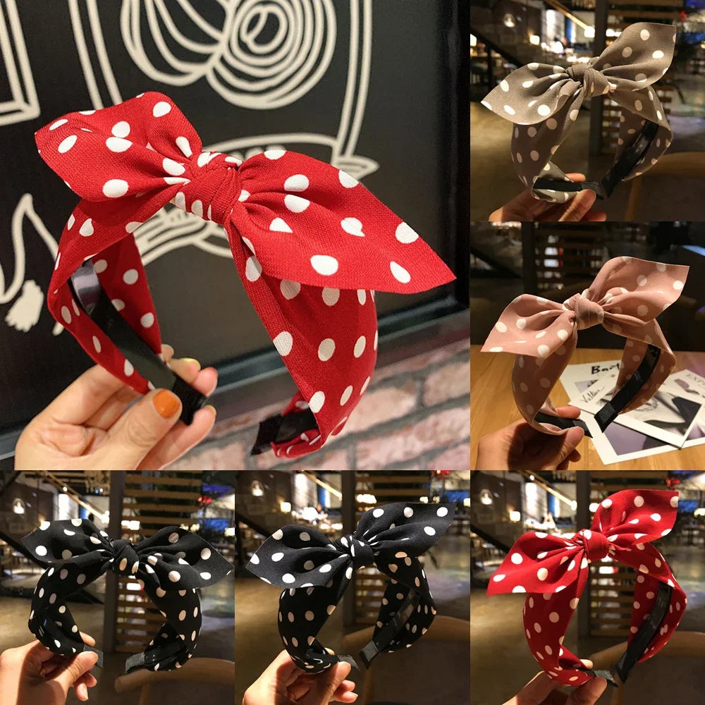 Hair Accessories Women's Headband Bow Knot Sweet Korean Style Polka Dot Hairband Cute Hair Hoop Headwear Headdress Girl Gifts