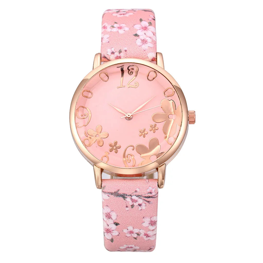 Watch for women with Colorful flowers small fresh printed belt Fashion Ladies Quartz Watch Exquisite watch часы женские