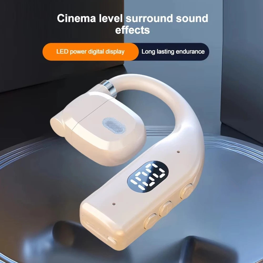 LED Single Earphones Long Standby Business Headphones Waterproof Mono Headset Outdoor Call Bluetooth 5.3 Wireless Earbuds