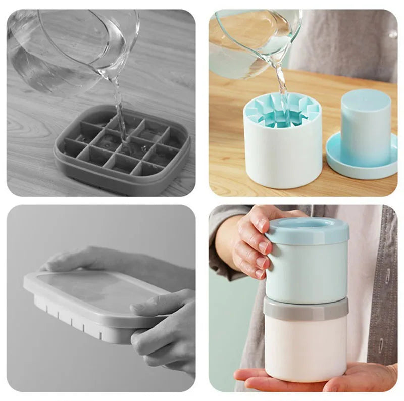 Silicone Ice Cube Mold Round Ice Bucket Summer Homemade DIY Refrigerator Freeze Ice Maker Creative Ice Cube Mold Barware Tools