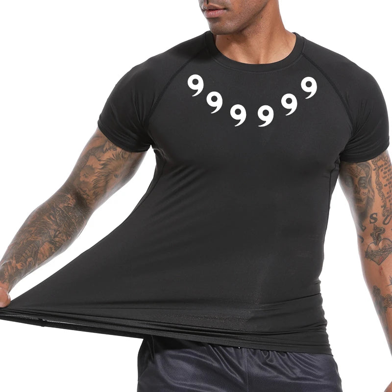 Print Compression Shirts for Men Gym Workout Athletic Quick Dry Tshirts Tops Training Running Baselayers Undershirts Rash Guard