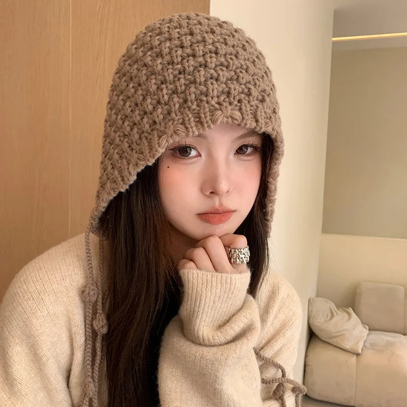 Winter Fashion Handwoven Tassel Hat Ladies Fashion All Kinds of Warm Bag Head Hat