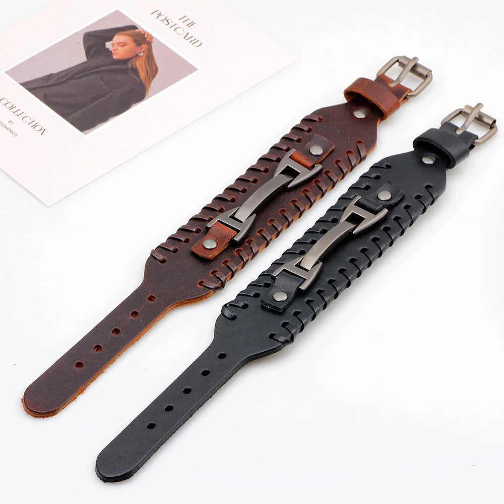 Fashion Punk Leather Bracelet for Men and Women, Small Personality, Retro Couple Accessories, Bracelet, Casual Wrist Strap