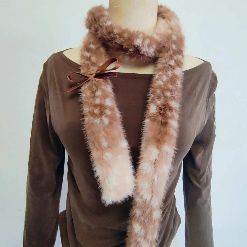 Winter Harajuku Elk Plush Scarf Christmas Gift Padded Warm Scarf Antlers Hairband Cosplay Cute New Year decoration Accessories