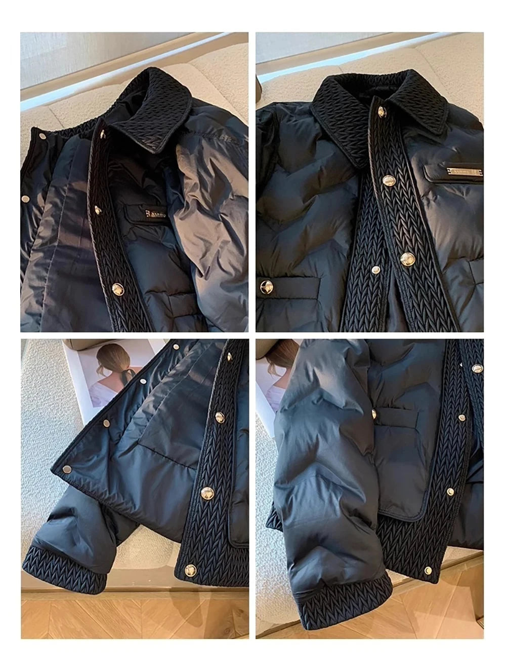 Women Cotton Padded Coats Autumn Winter Lightweight Fashion Turn-down Collar Quilted Jacket Outerwear Female Warm Overcoats