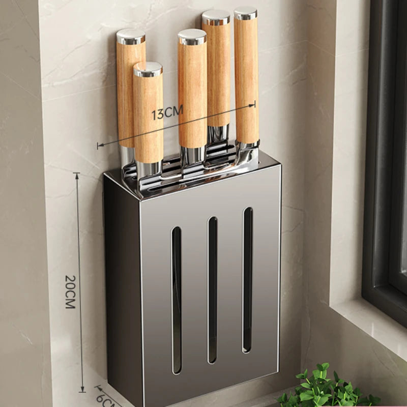 Kitchen knife holder, knife rack, non-perforation, wall-mounted storage box, kitchen organizer  kitchen items