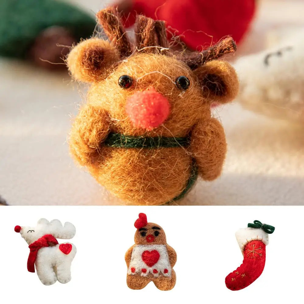 Christmas Felt Deer Pendant Xmas Tree Decorative Hanging Gingerbread Man Elk Decor 2024 Christmas Party Crafts Ornaments
