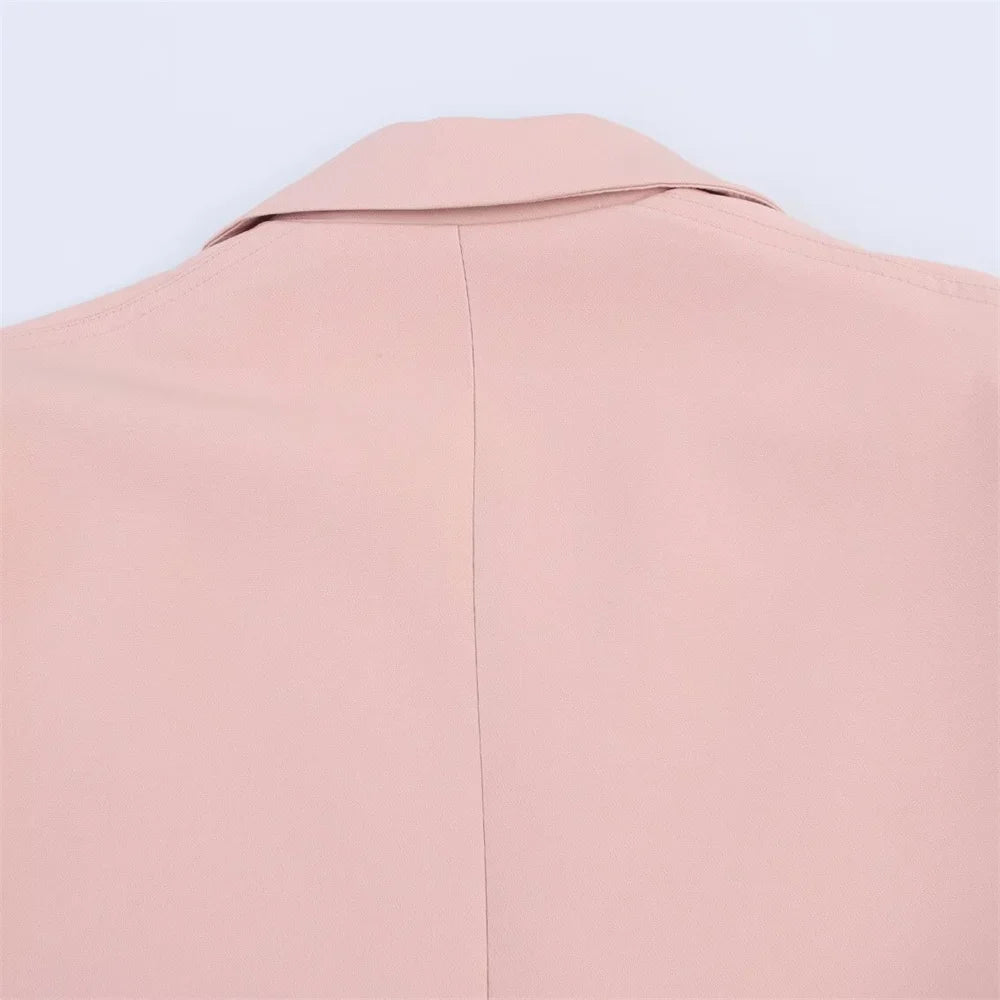 women's summer new fashion casual lapel single breasted decoration suit jacket high waisted lace up suit pants