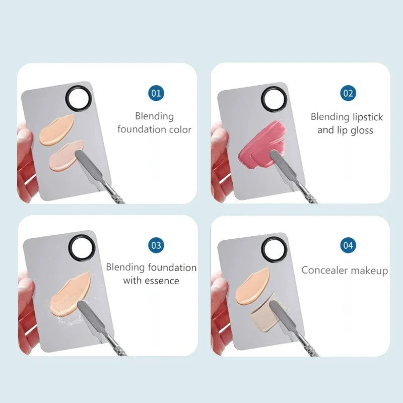 Ultra Thin Foundation Brush Makeup Mixing Palette with Spatula Flat Face Contour Brush Cosmetic Puff Blender Beauty Makeup Tools