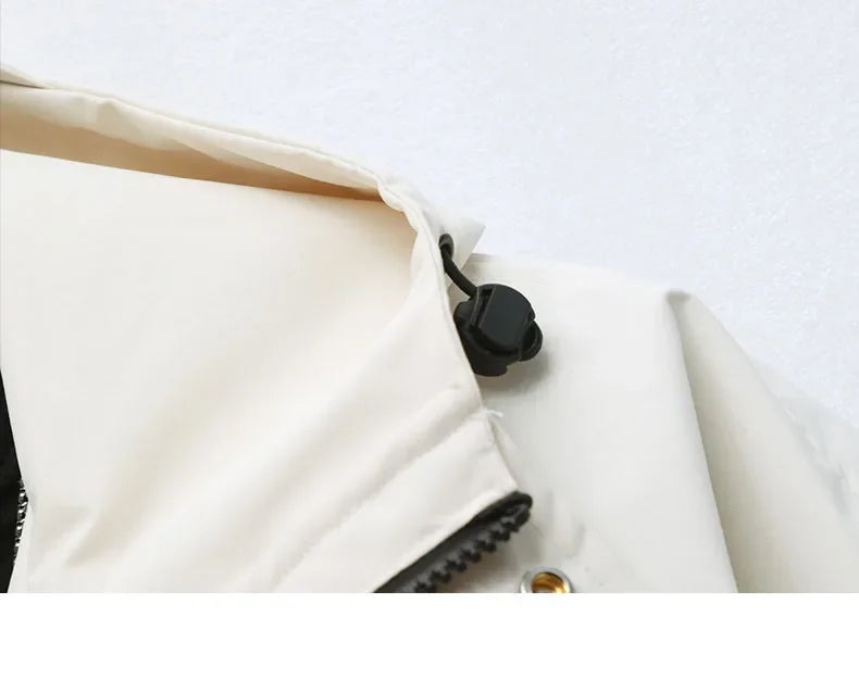 Men's workwear down jacket, American color-blocked hooded jacket for autumn and winter, cool and casual coat for teenagers