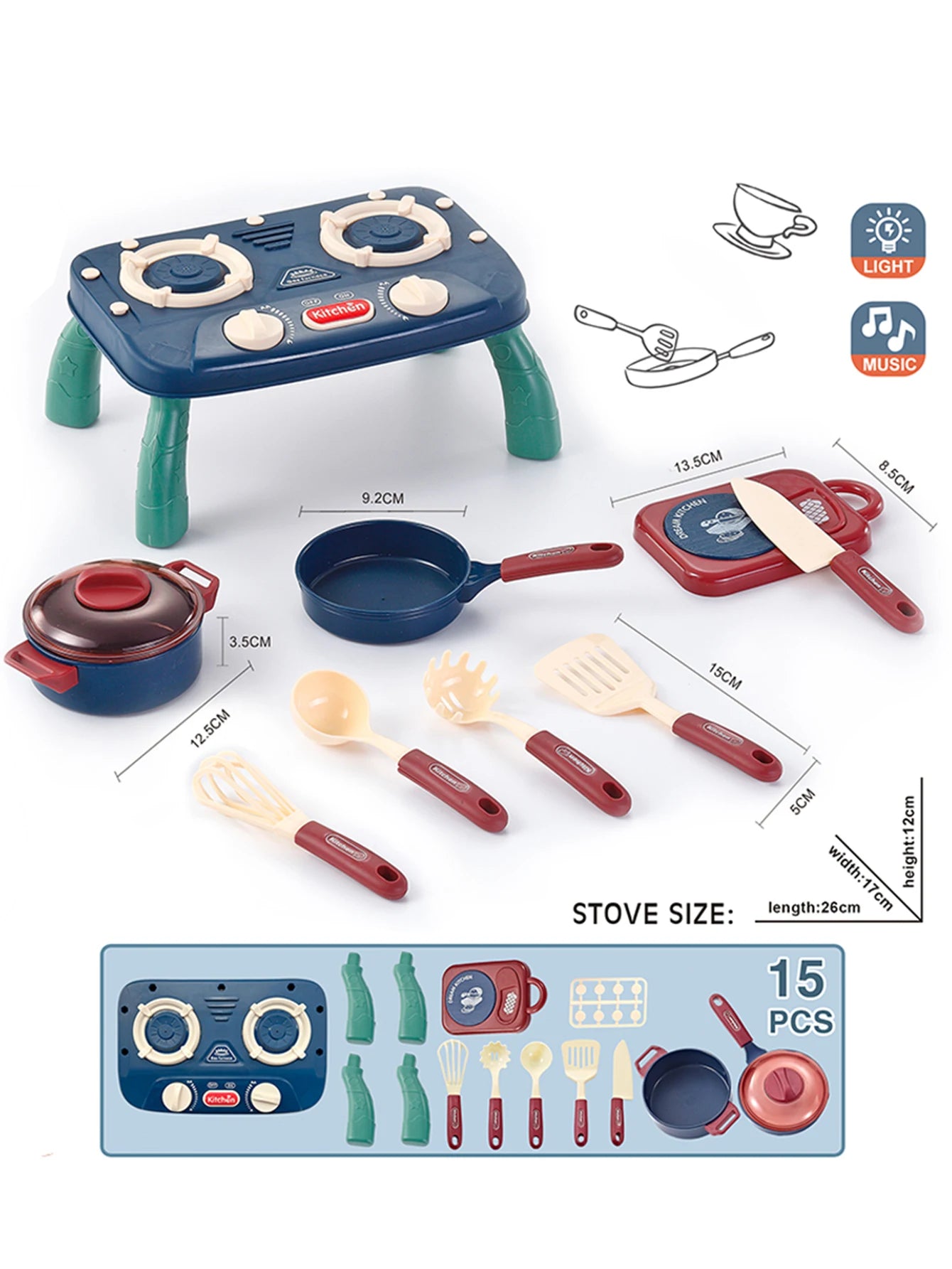 Children's Kitchen Cooking Pretend Play, Simulated Stove Toy with Light and Sound Effects, Girls' Role-Playing Cooking Set, Parent-Child Interactive Holiday Toy