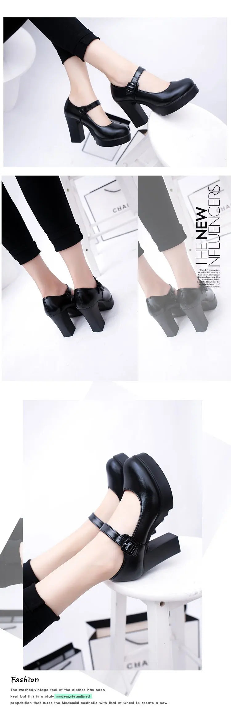 Women's shoes on Heels Women Platform Pumps Spring Summer Shallow Mouth Buckle Strap Shoes Round Toe Shoes for Women2024