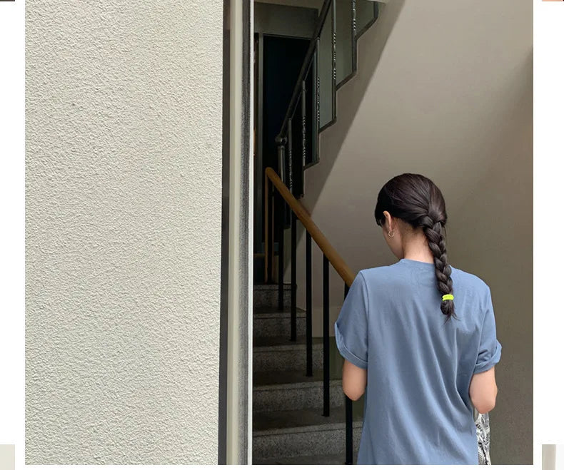 50 Piece Set Of Dual Color Four Season High Elastic Seamless Hair Rope Simple and Durable Fashionable Leather Band Soft Knitt