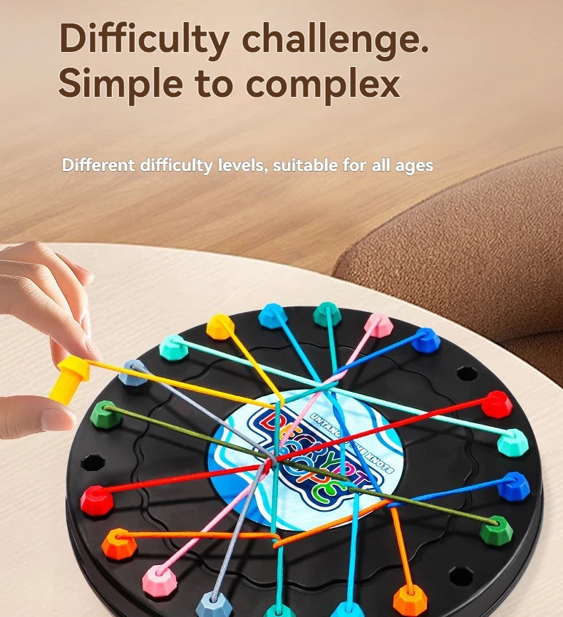 New Kid Rope Knots Puzzle  Board Game Color Line Twisted Connected Ropes Logic Thinking Table Game Parent Child Interactive Toy
