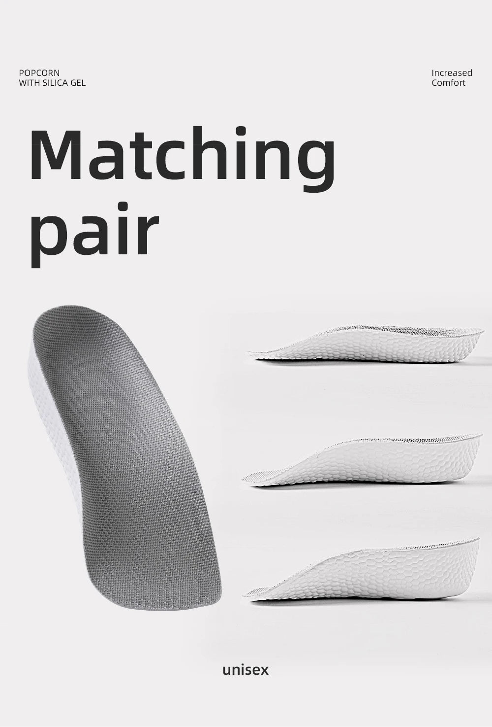 Arch Support Height Increase Insoles Half Pads Orthopedic Breathable Memory Foam 7 Points Lifts Shoe Pads Flat Feet Support