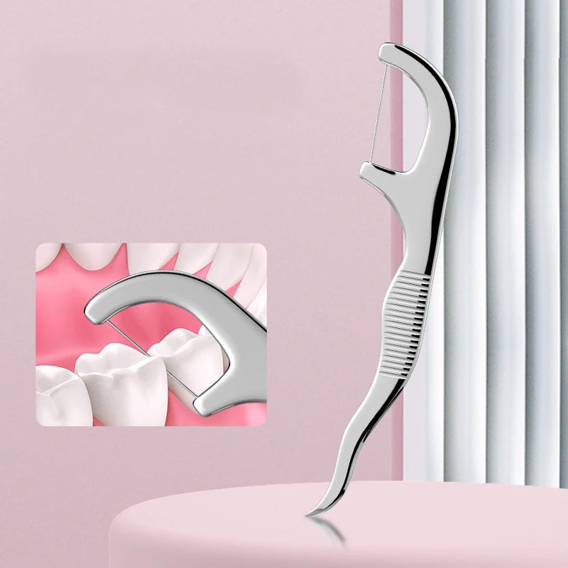 Stainless Steel Toothpick Set Tooth Flossing Reusable Toothpicks Portable Toothpick Floss Teeth Cleaner Oral Cleaning