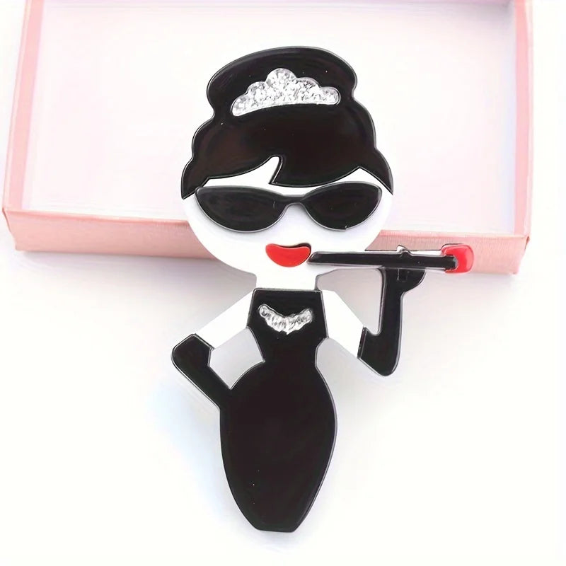 women's acrylic portrait brooch fashion clothing accessories pins