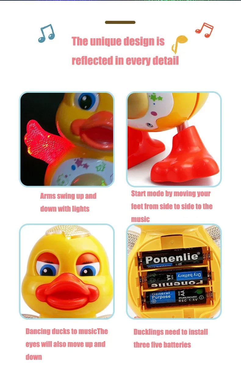 Electronic Toys Dancing Duck Funny Blink Eyes Flashing Light Shake The Body Cute Musical Cartoon Animal Educational Toy Kid Gift