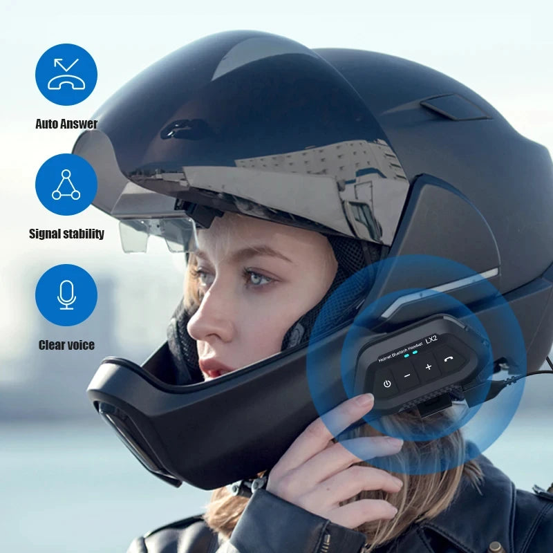 Motorcycle Helmet Earphone Bluetooth Headset Waterproof Voice Assistant Moto Earphone Motorbike Hands Free Wireless Headphone